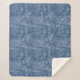 インディゴのろうけつ染めのSherpa毛布 シェルパブランケット
