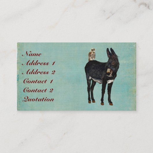 インディゴのろば及びフクロウの名刺 名刺 (正面)