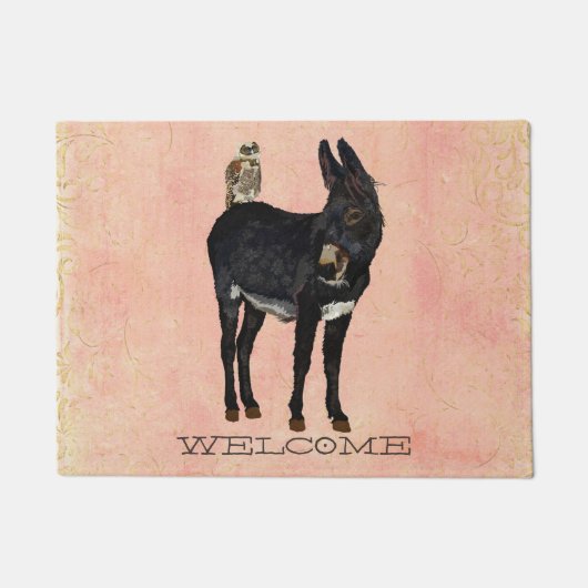 インディゴのろば及びフクロウの玄関マット ドアマット (正面)