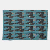 インディゴのろば及びフクロウタオル キッチンタオル (横)