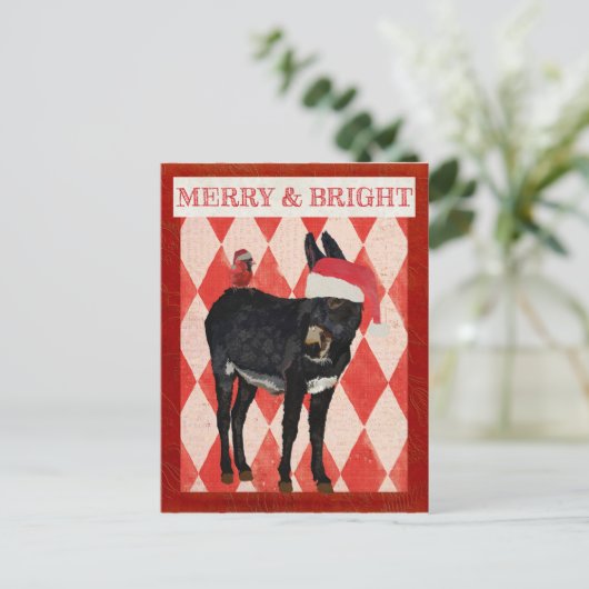 インディゴのろば及び(鳥)ショウジョウコウカンチョウのクリスマスの郵便はがき シーズンポストカード (スタンド正面)