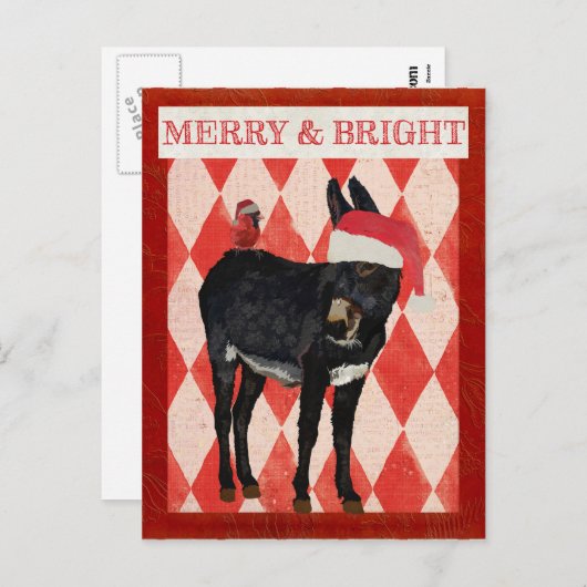 インディゴのろば及び(鳥)ショウジョウコウカンチョウのクリスマスの郵便はがき シーズンポストカード (正面/裏面)