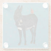 インディゴのろば及び（鳥）ショウジョウコウカンチョウガラスのコースター ガラスコースター (裏面)