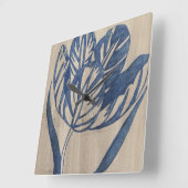 インディゴのチューリップ スクエア壁時計 (傾斜)