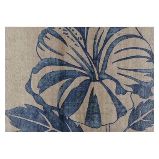 インディゴのハイビスカス カッティングボード (正面)