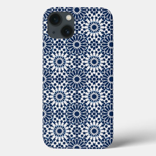 インディゴのモロッコ幾何学星型モザイク模様 Case-Mate iPhoneケース (裏面)