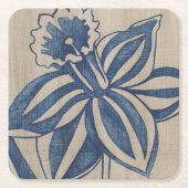インディゴのラッパスイセン スクエアペーパーコースター (正面)