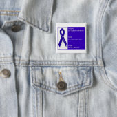 インディゴのリボンのロゴの正方形ボタン 缶バッジ (インサイチュ)