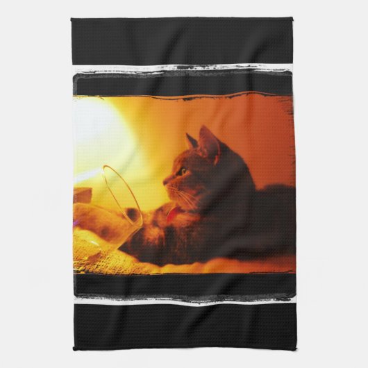 インディゴのワイングラス キッチンタオル (縦)