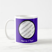 インディゴの円形の写真及び文字のマグ-あなた専有物を作成して下さい コーヒーマグカップ (左)