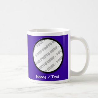 インディゴの円形の写真及び文字のマグ-あなた専有物を作成して下さい コーヒーマグカップ