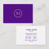 インディゴの最小主義のモノグラムのなエレガント 名刺 (正面/裏面)