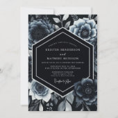 インディゴの植物ロマンティックウェディング 招待状 (正面)
