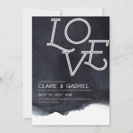 インディゴの水の色の愛モダンシンプルの結婚 招待状