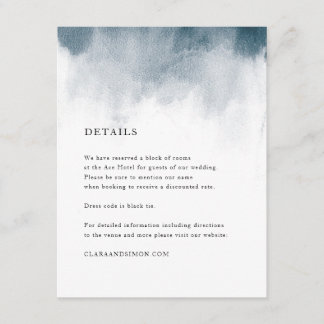 インディゴの水彩画の洗浄明細カード エンクロージャーカード