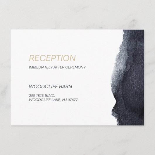 インディゴの水色モダンのシンプル結婚披露宴 エンクロージャーカード (正面)