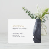 インディゴの水色モダンのシンプル結婚披露宴 エンクロージャーカード (スタンド正面)