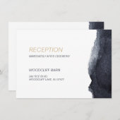 インディゴの水色モダンのシンプル結婚披露宴 エンクロージャーカード (正面/裏面)