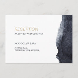 インディゴの水色モダンのシンプル結婚披露宴 エンクロージャーカード