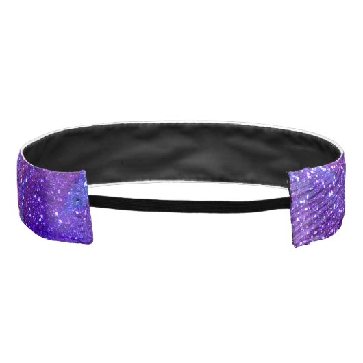 インディゴの紫色のグリッターの孔雀の羽 アスレチックヘッドバンド (裏面)