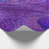 インディゴの紫色のグリッターの孔雀の羽 ラッピングペーパー (角)