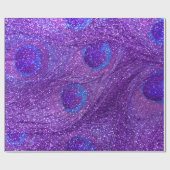 インディゴの紫色のグリッターの孔雀の羽 ラッピングペーパー (フラット)