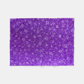 インディゴの紫色のグリッターの星 フリースブランケット (正面(横))