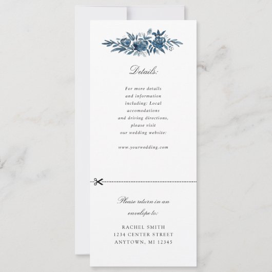 インディゴの花の結婚式招待状(RSVP付き) 招待状 (裏面)