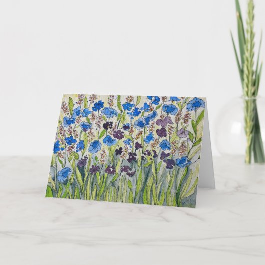 インディゴの花畑 7x5 ノートカード (正面)