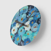 インディゴの花 ラウンド壁時計 (傾斜)