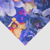 インディゴの金ゴールドの水彩画の罰金の花柄 薄葉紙 (詳細)