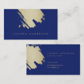 インディゴの金ゴールドブラシストロークシックな名刺 名刺 (正面/裏面)