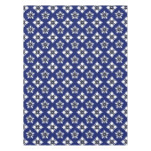 インディゴのKatazomeの白い花 テーブルクロス (正面)