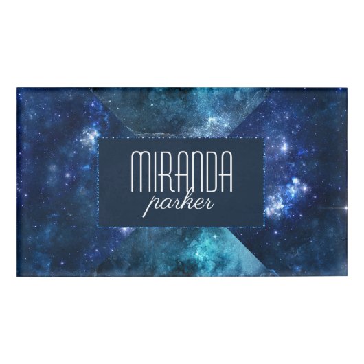インディゴのStarfieldの星の銀河系の名札 名札 (正面)
