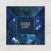 インディゴのStarfield Stardustの銀河系の正方形 スクエア名刺 (正面)