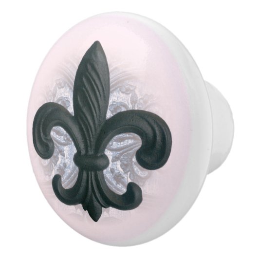 インディゴはまたは引き"鉄（紋章の）フラ・ダ・リ"のキャビネットの上がりました セラミックノブ (右)