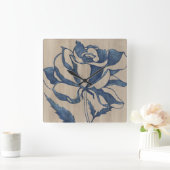 インディゴは上がりました スクエア壁時計 (ホーム)