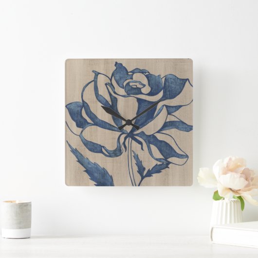 インディゴは上がりました スクエア壁時計 (ホーム)