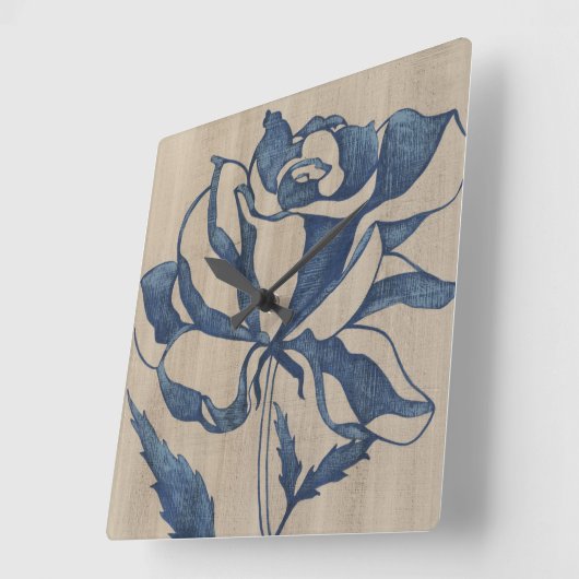 インディゴは上がりました スクエア壁時計 (傾斜)