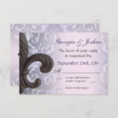 "インディゴまたは（紋章の）フラ・ダ・リ"はRSVPを結婚する鉄の上がりました 出欠カード (正面/裏面)