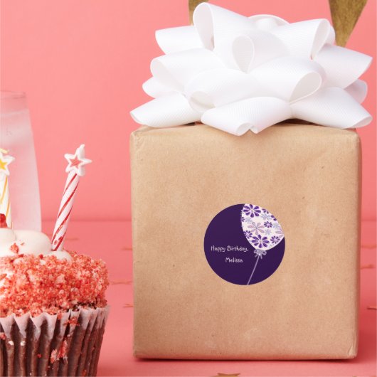 インディゴよくはしゃぐピンクバルーンハッピーバースデー ラウンドシール (パーティー)