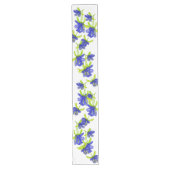 インディゴアイリス花水彩手色彩の鮮やか形 ロングテーブルランナー (正面)