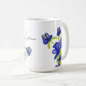 インディゴアイリス 花のモノグラム 水彩画 コーヒーマグカップ (正面右)