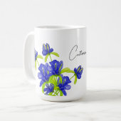 インディゴアイリス 花のモノグラム 水彩画 コーヒーマグカップ (正面左)
