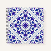 インディゴアズレジョスポルトガルの青と白のタイル ノートブック (正面)