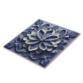 インディゴアズレジョブルーポルトガルフェイクレリーフ、 浮き彫りフローラ タイル (側面)