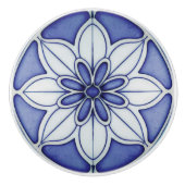 インディゴアズレジョブルーポルトガルリスボン装飾品 セラミックノブ (正面)