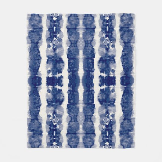 インディゴアート:抽象芸術水彩混沌。 フリースブランケット (正面)