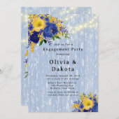 インディゴイエローピーニーウッドライトズ婚約パーティ 招待状 (正面/裏面)