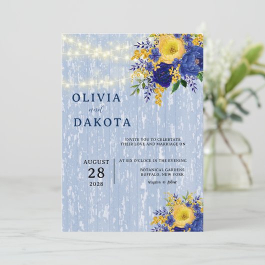 インディゴイエローピーニーウッドラ結婚イツ 招待状 (スタンド正面)